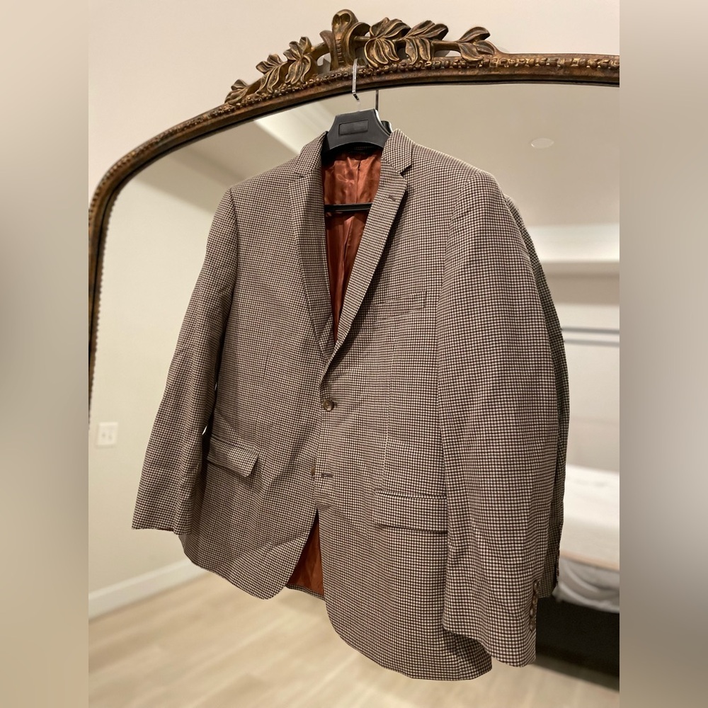 Jos A Bank Blazer Sport Coat Suit Jacket 46R Like new EUC micro check